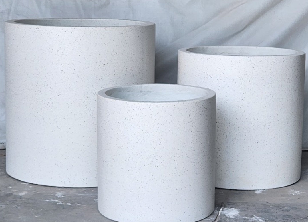 Fiber Terrazzo Cylinder Pots