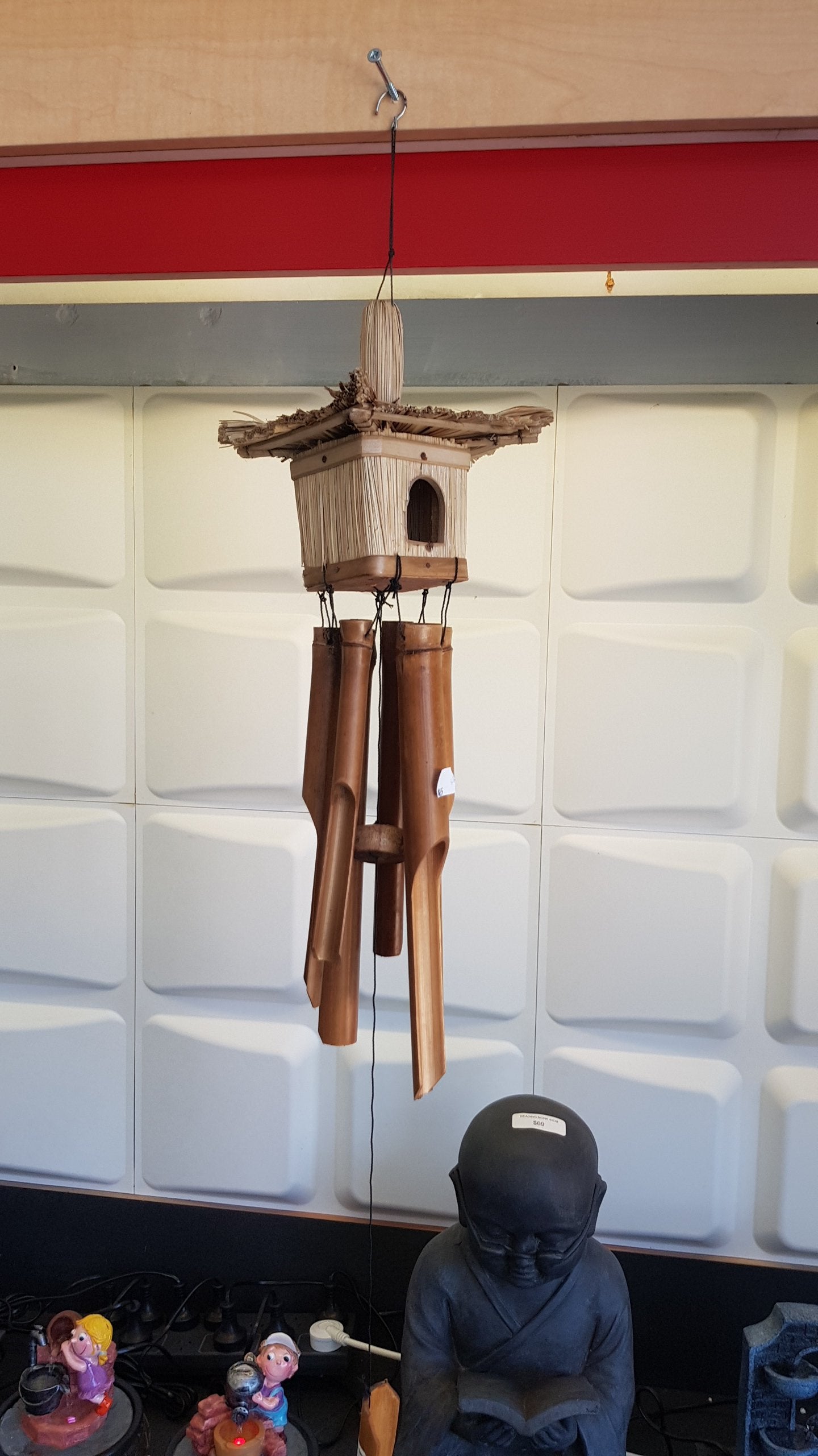 Bali Bamboo windchime with coconut bird house